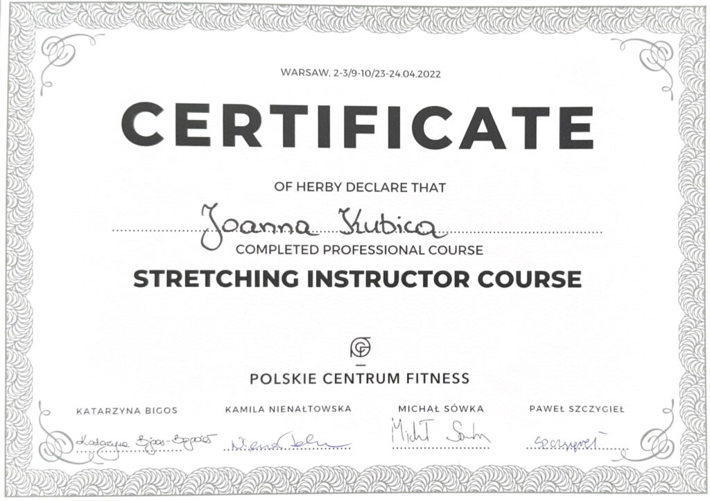 certyfikat instruktor stretchingu